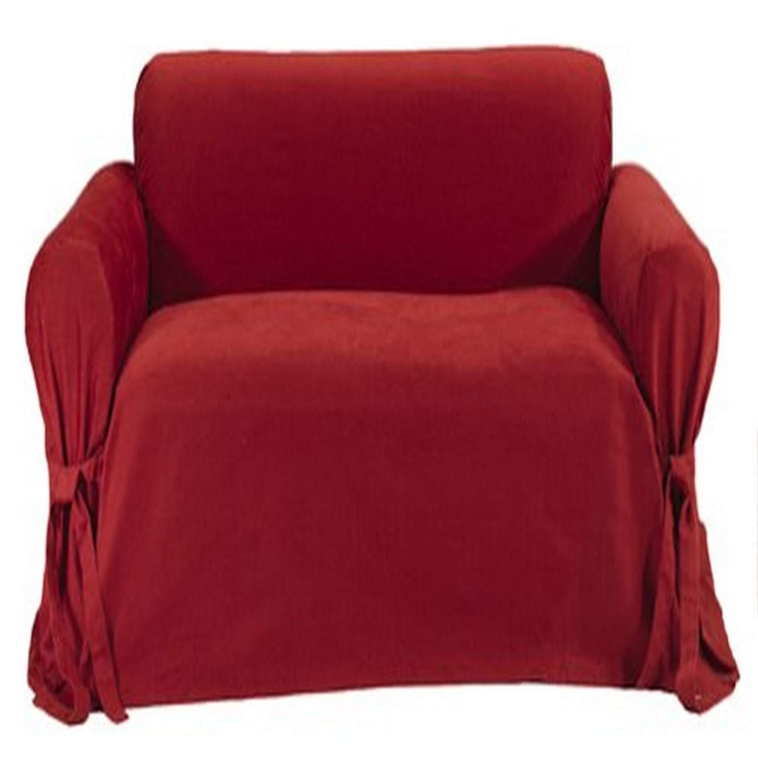 Classic Slipcovers Brushed Twill Loveseat Slipcover, Red