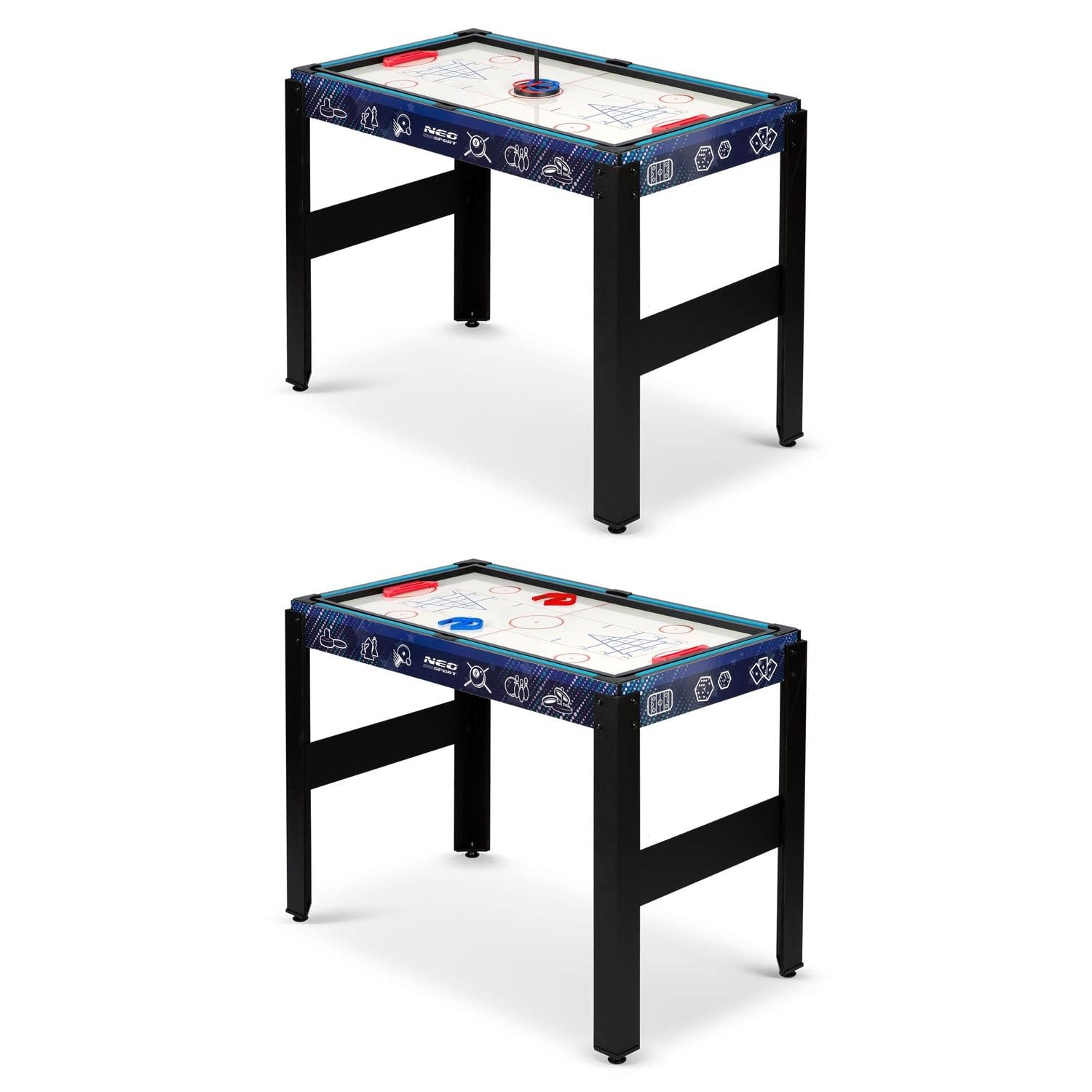 Neo-Sport Multi Spieltisch 12in1, Tischfußball, Tischflagge, Cimberg, Billard, Kontrolle, Bowling, Schach, Karten, 106 x 59 x 90 cm