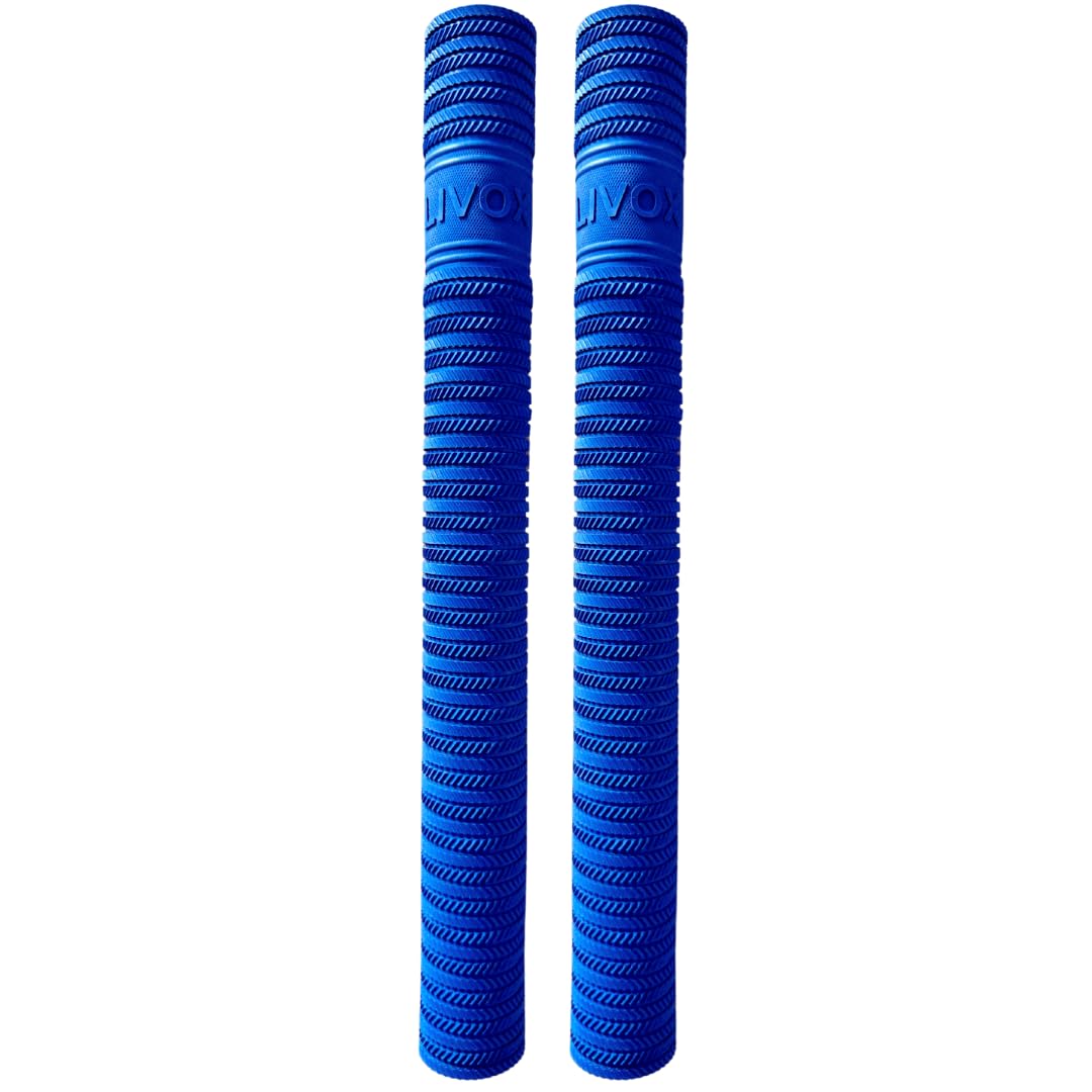 LIVOX Rubber Cricket Bat Grip Blue Ring Texture Bat Handle Gripper Cricket Accessories for Boys Cricket Bat Gripper, Blue, Pack of 6