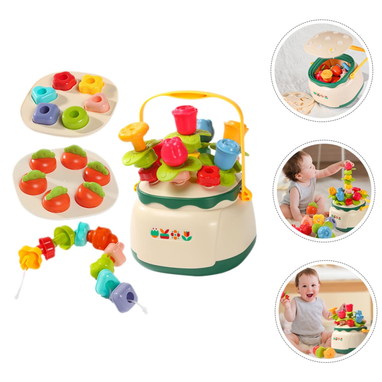 Gatuida Juguetes de Rompecabezas Cuentas de Cesta de Flores Juguete Educativo para Preescolar Motricidad Fina Sensorial para Pequeños