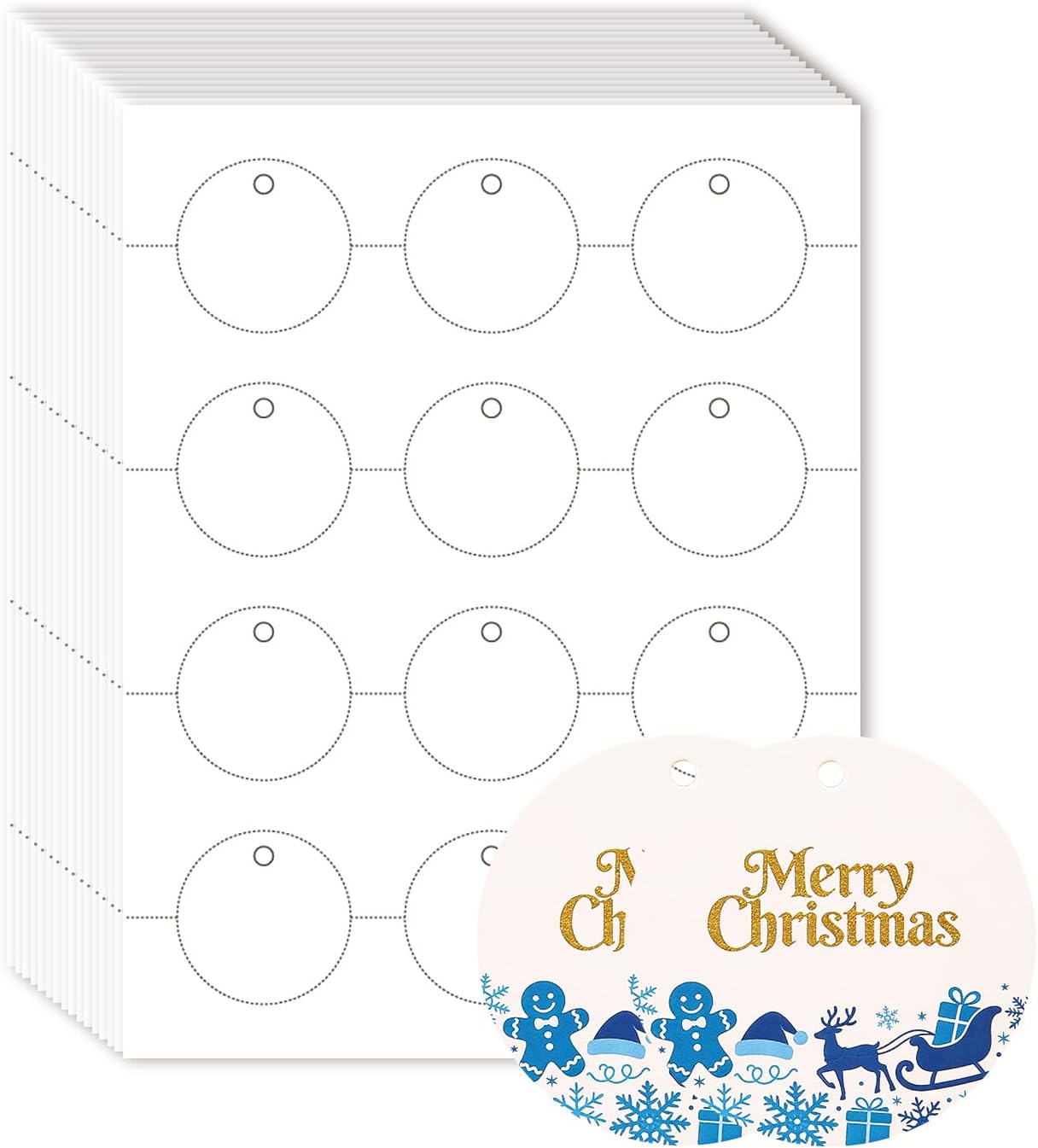 Mr-Label 500 Printable Blank Tags with String, 2" x 3.5", 230GSM Matt White Micro-Perforated Cardstock for Clothes Tags, Price Tags, Gift Tags