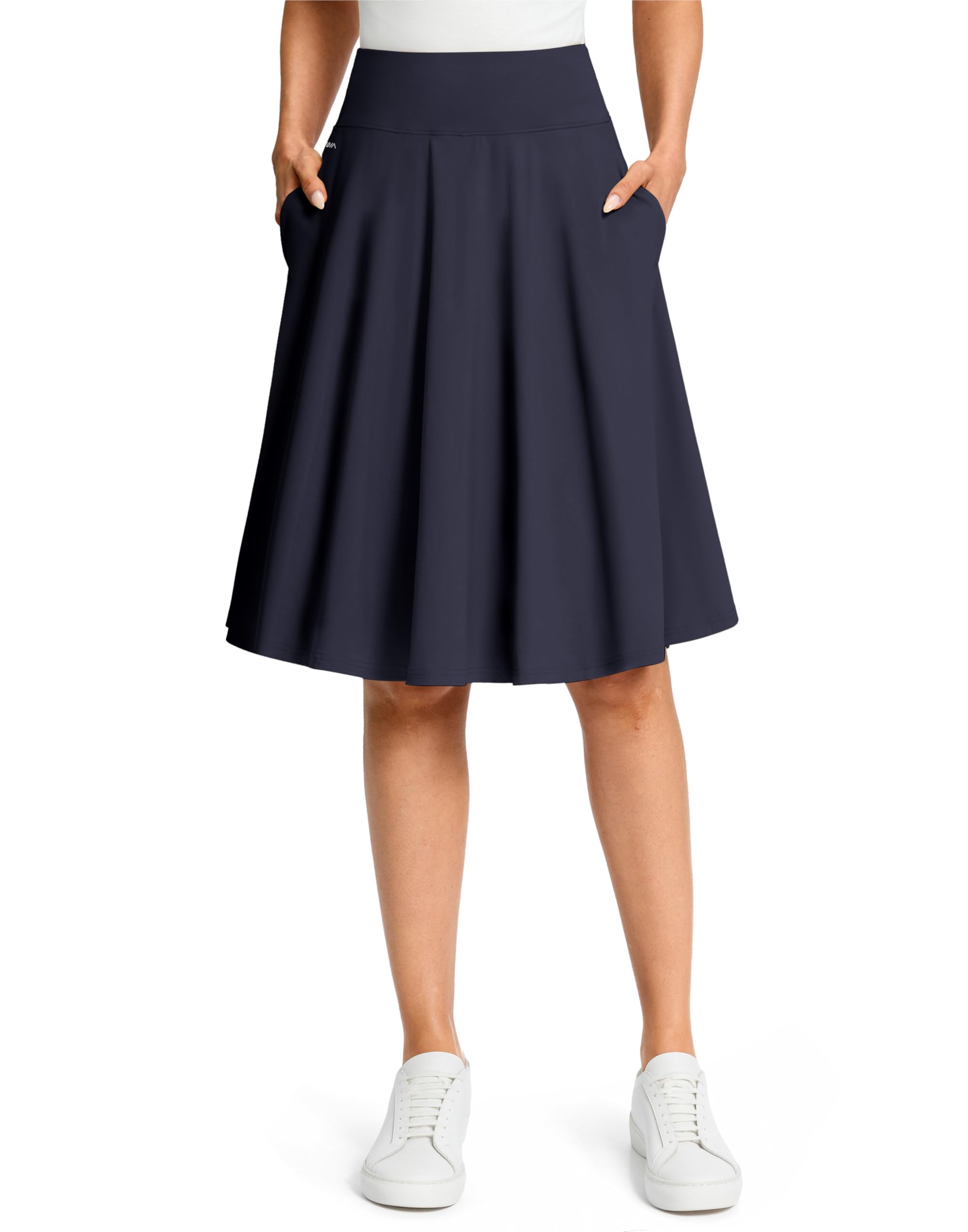 Viodia 24 Knee Length Long Skorts for Women Dressy Casual Midi Summer Travel Skort Modest Stretchy Skirts with
