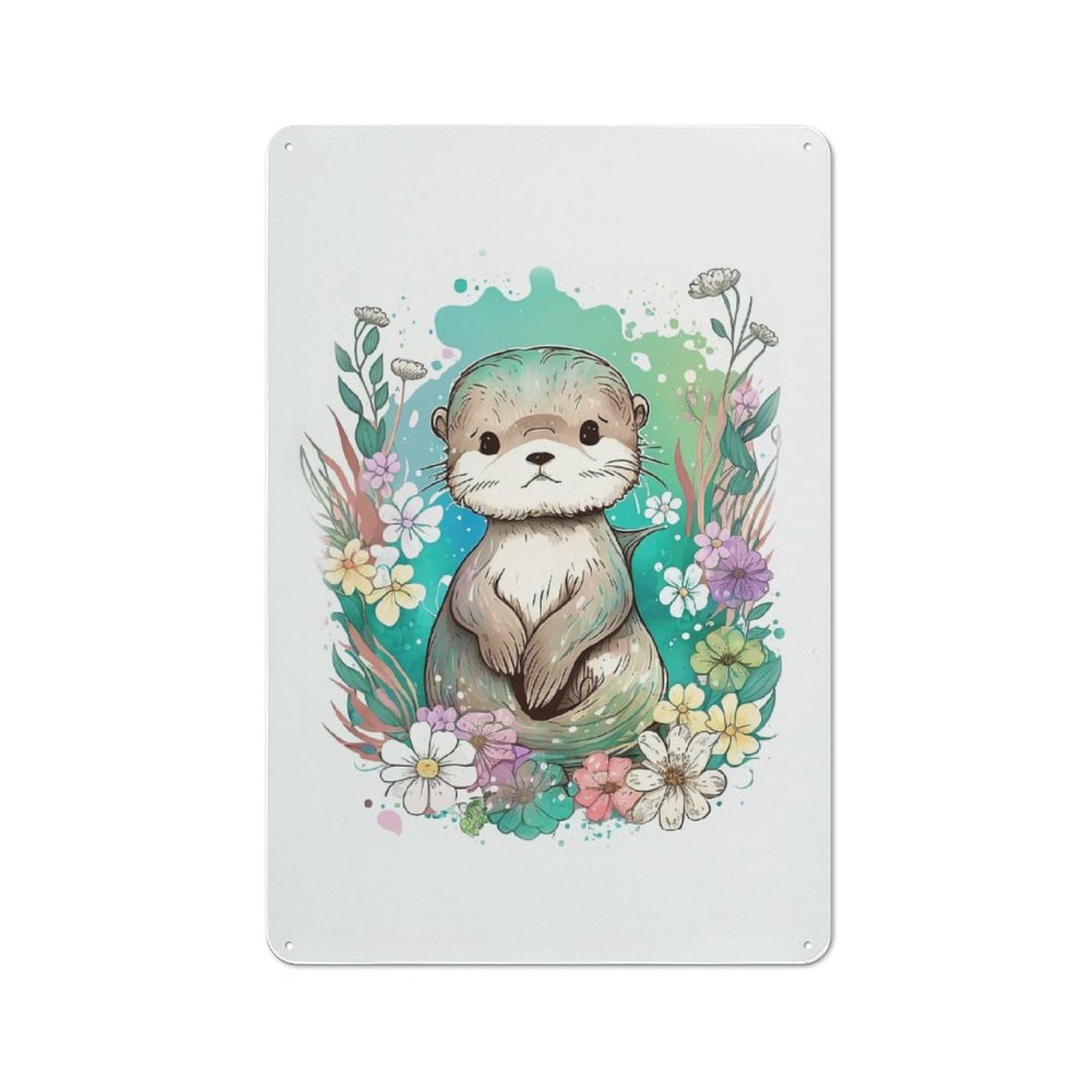 Junmoney Otter Animal Wild Retro Metal Wall Decor 30X20cm, Tin Wall Sign For Home, Shop, Pub Or Studio Wall, Personal Accent For Everyday Walls