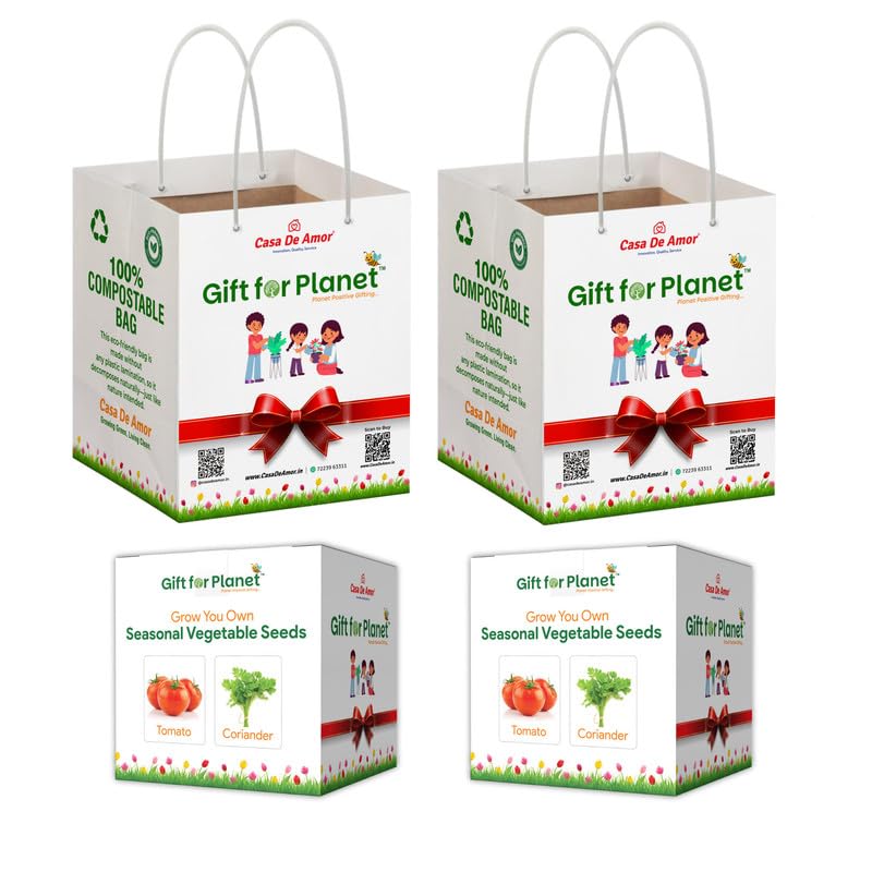 Image of Casa De Amor Gift for Planet Grow Your Own Vegetable Kit for Kids - DIY Gardening Kit with Pot, Seeds, Soil - Eco-Friendly Return Gift (Set of 2)