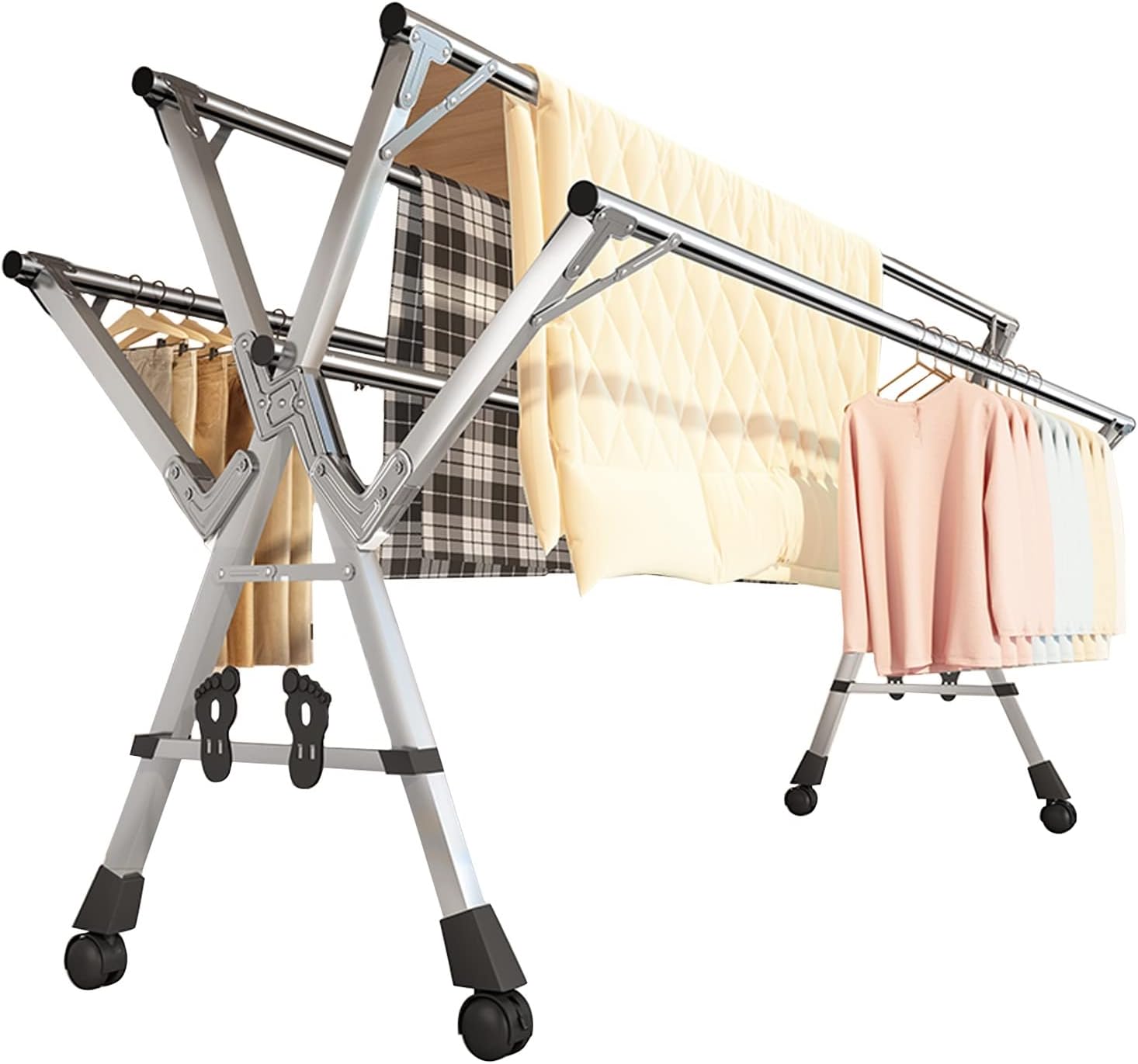 Stainless Steel Sock Drying Rack , Folding Retractable