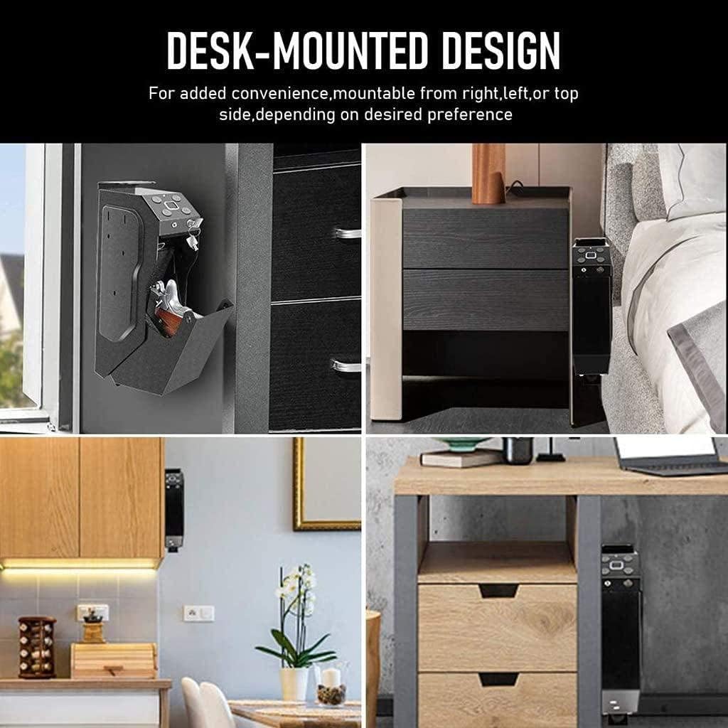 Fingerprint Gun Safe, Wallmounted Pistol Safe,Drop Down Biometric