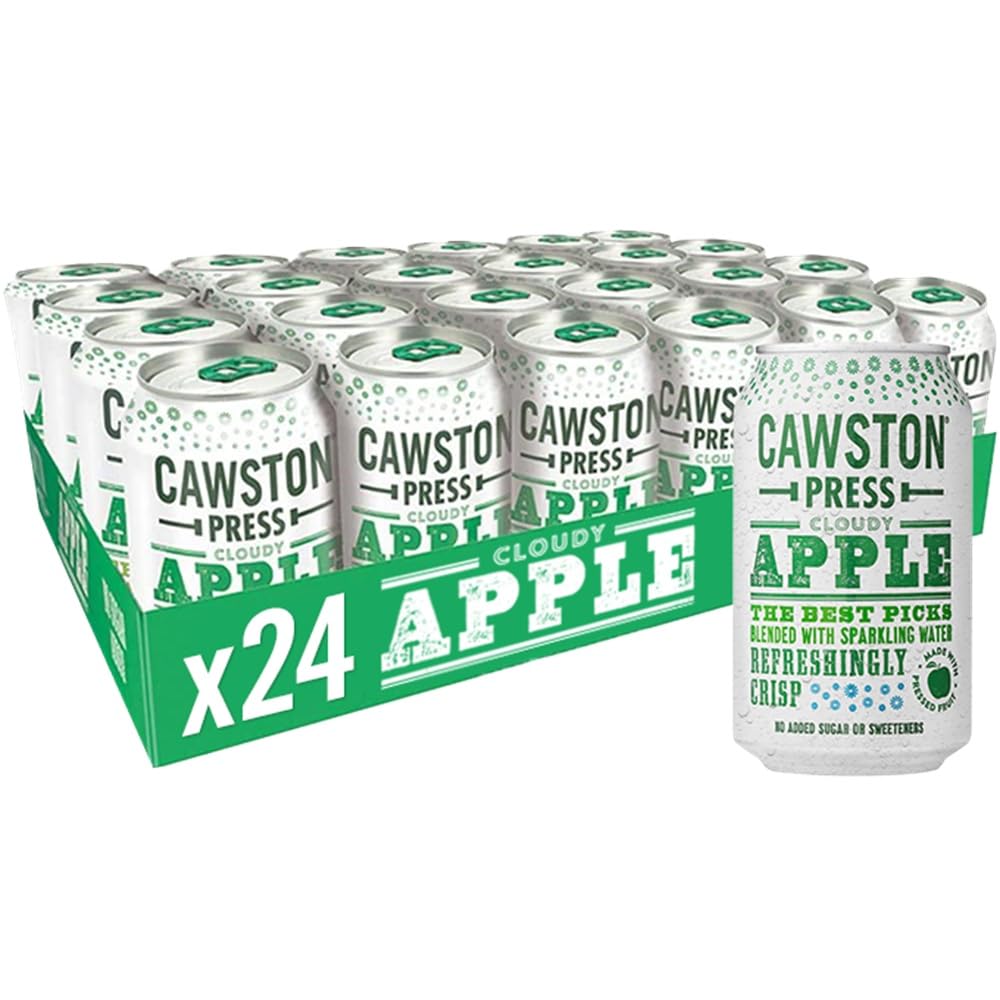 Cawston Press Cloudy Apple Sparkling Juice Blended With Sparkling Water And Pressed Apple Juice (330Ml X 24 Cans) - No Added Sugar
