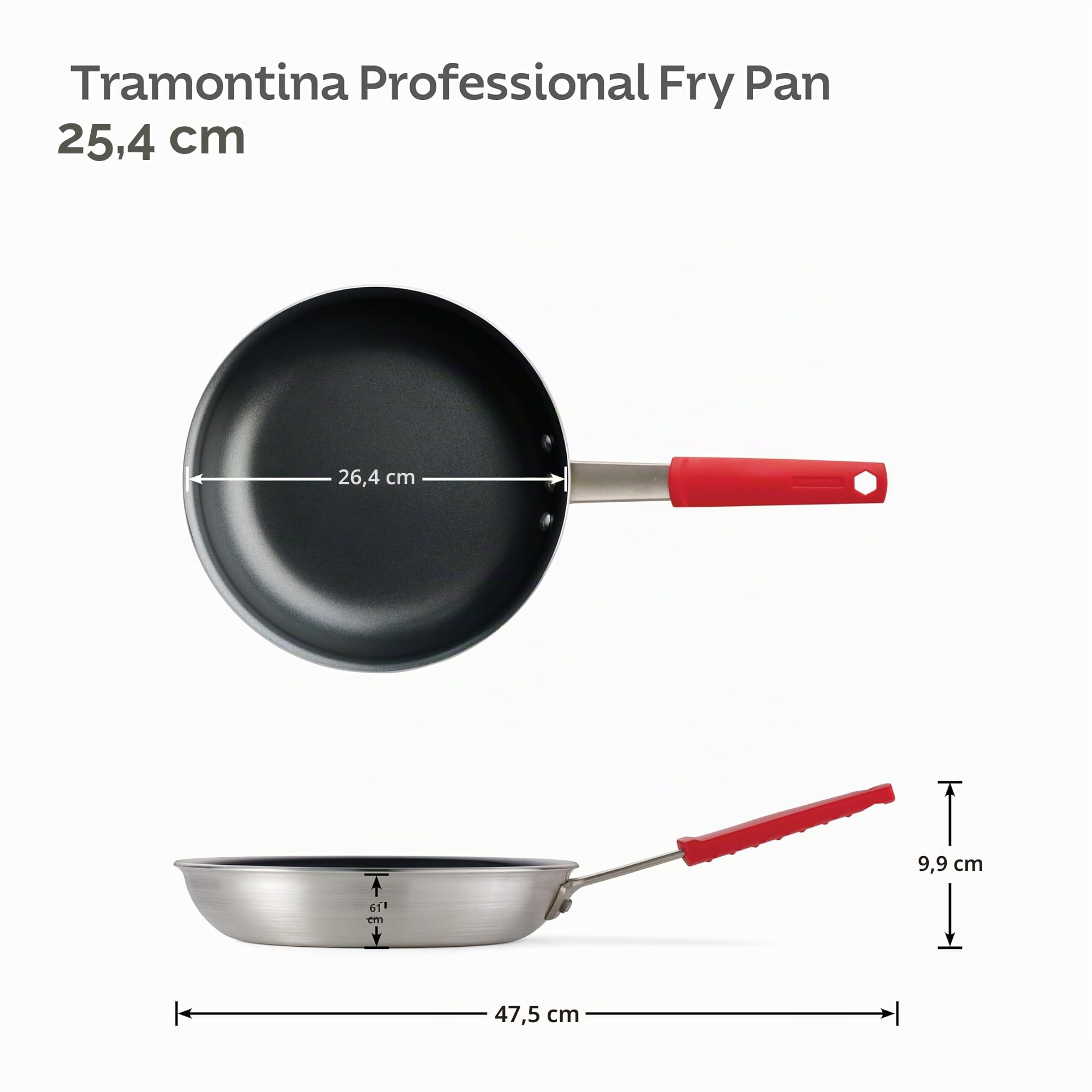 Tramontina Padella in Alluminio Professional con Rivestimento Antiaderente 25 cm 2L