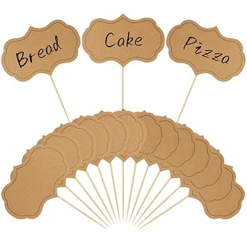 Festiko® 30 Pcs Blank Food Toppers (Brown - Shape1), Cupcake Topper Picks, Blank Toothpick Signs for Food Tags, Food Labels for Party Buffet,