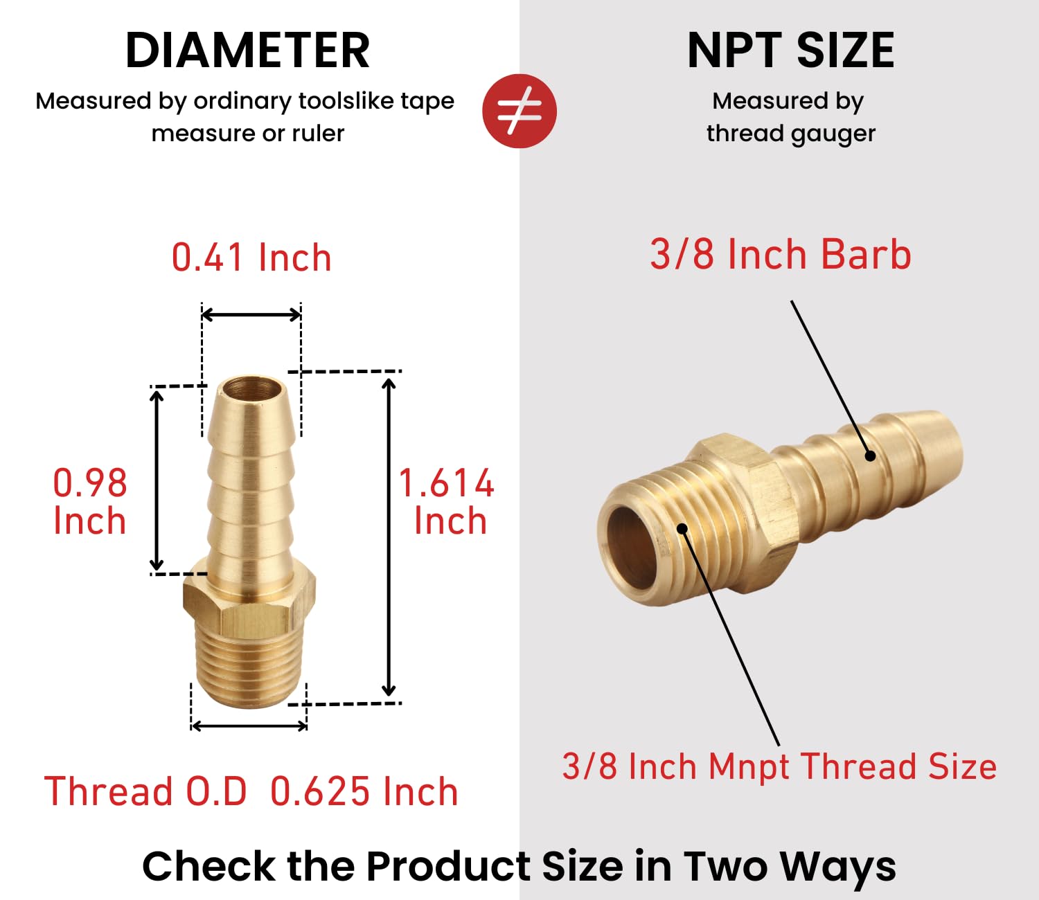4-pak złączek do węża powietrza, 3/20.3 cm NPT do 3/20.3 cm Barb, adapter do węża Barb, mosiężne złączki rurowe gwintowane męskie