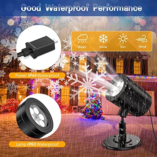 YAZEKY Christmas Projector Lights 16 Patterns LED 10 Colours Water Wave Effect 2-in-1 Remote Control IP65 Halloween Snowflake Projector Lamp Decoration for Christmas, Outdoor, Indoor