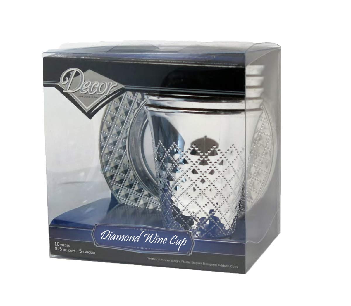 Nicole Fantini Decor Kiddush/kiddish Cup and Saucers – Premium Quality Plastic Wine Cup - Ideal for Passover & All Jewish Holidays - 10 Counts (5Oz)