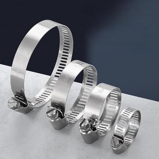 5Pcs Adjustable Stainless Steel Screw Band Hose Clamps Car Fuel Tube Pipe Clamp Worm Gear Plier Tools (5Pcs 13-19mm)