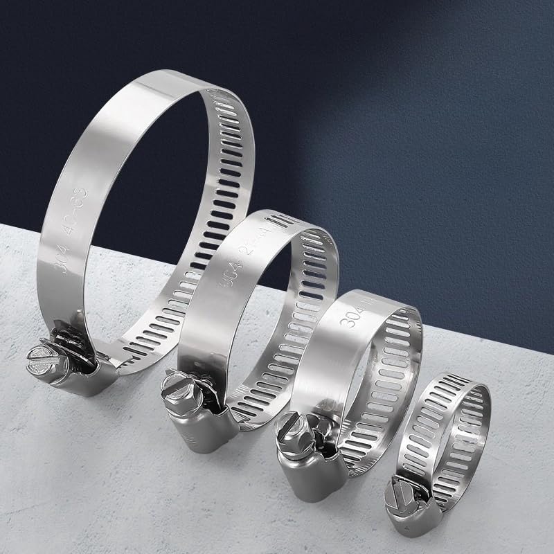 5Pcs Adjustable Stainless Steel Screw Band Hose Clamps Car Fuel Tube Pipe Clamp Worm Gear Plier Tools (5Pcs 13-19mm)