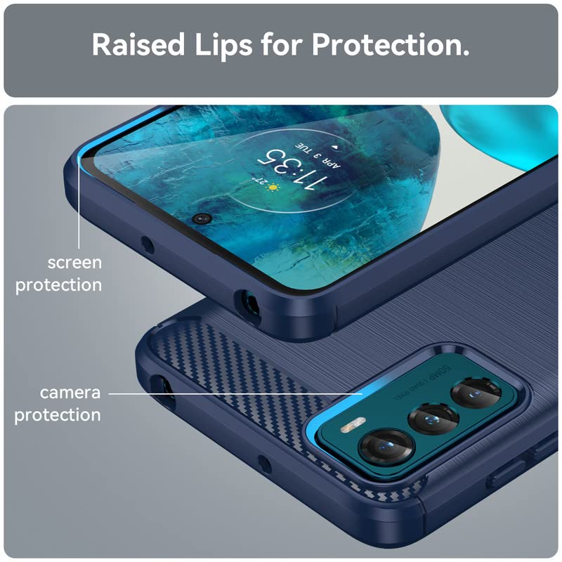Image of Hybrid Carbon Fiber Back Case for Motorola Moto G42 (Blue)