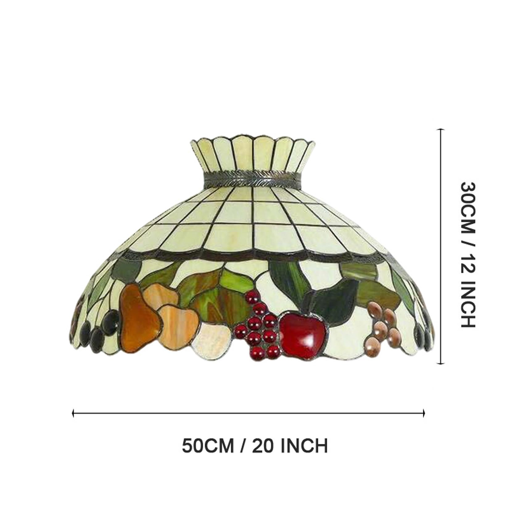 GDLight Tiffany-Stil Buntglas-Tischlampenschirm, 20-Zoll Obstmuster Ersatzlampenschirm für Tisch-, Schreibtischlampen, Stehlampen, Pendelleuchten,Beige