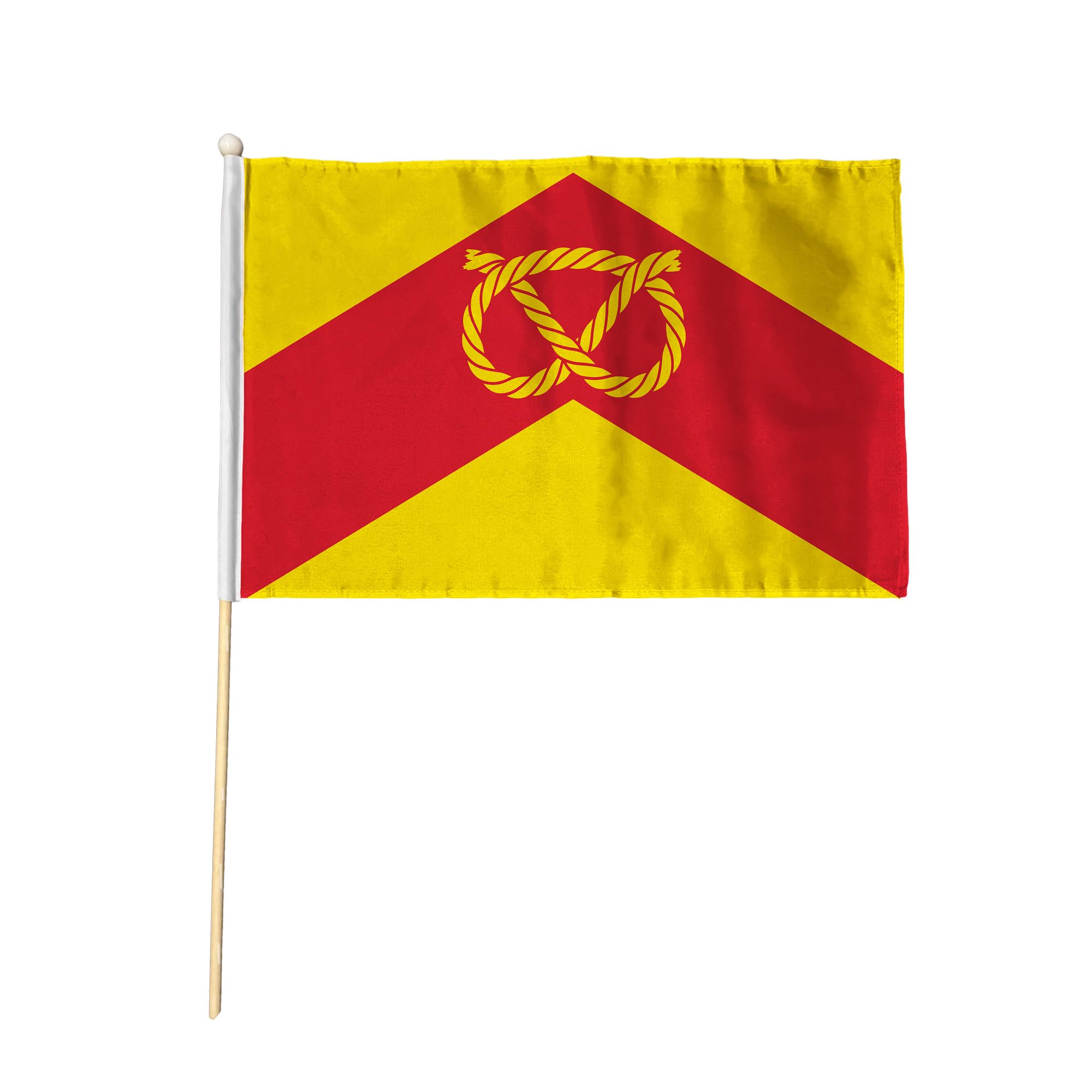 Flagtex Staffordshire New No Crest Pack of 12 Hand Waving Flag (9x6 Inch) - Premium Wooden Stick Hand Flag 9x6 Inch Natural Wood Pole Staffs County Flag Current Design