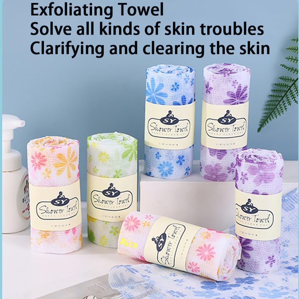 Toalla Exfoliante de Doble Cara con Textura y Cepillo para la Espalda. El Cepillo para la Espalda se Seca rápidamente después de la Ducha. Fabricado con Fibra de, Azul