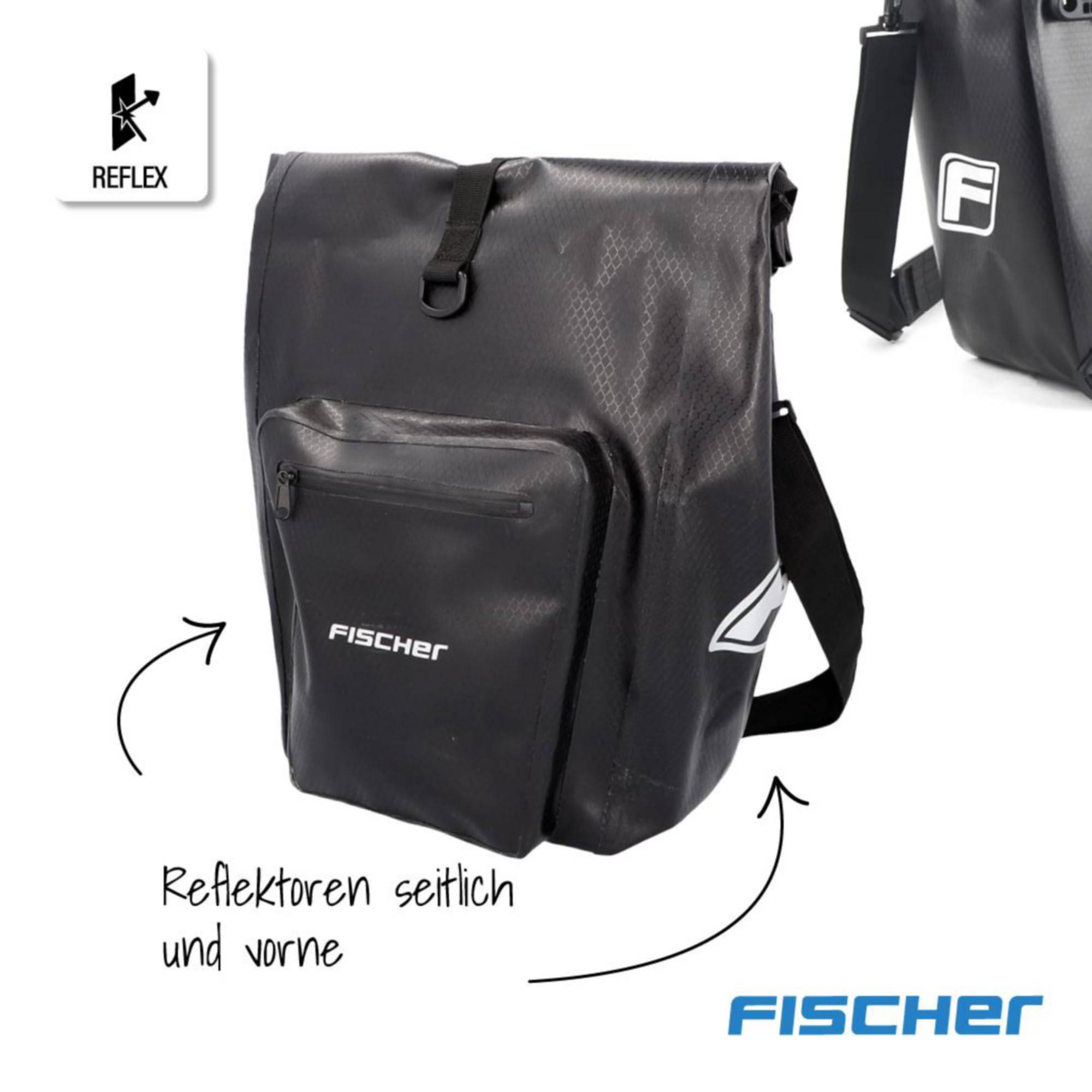 Fischer BORSA PORTATUTTO PLUS TERRA BORSA BICICICI IMPERMEABILE NERO VOLUM