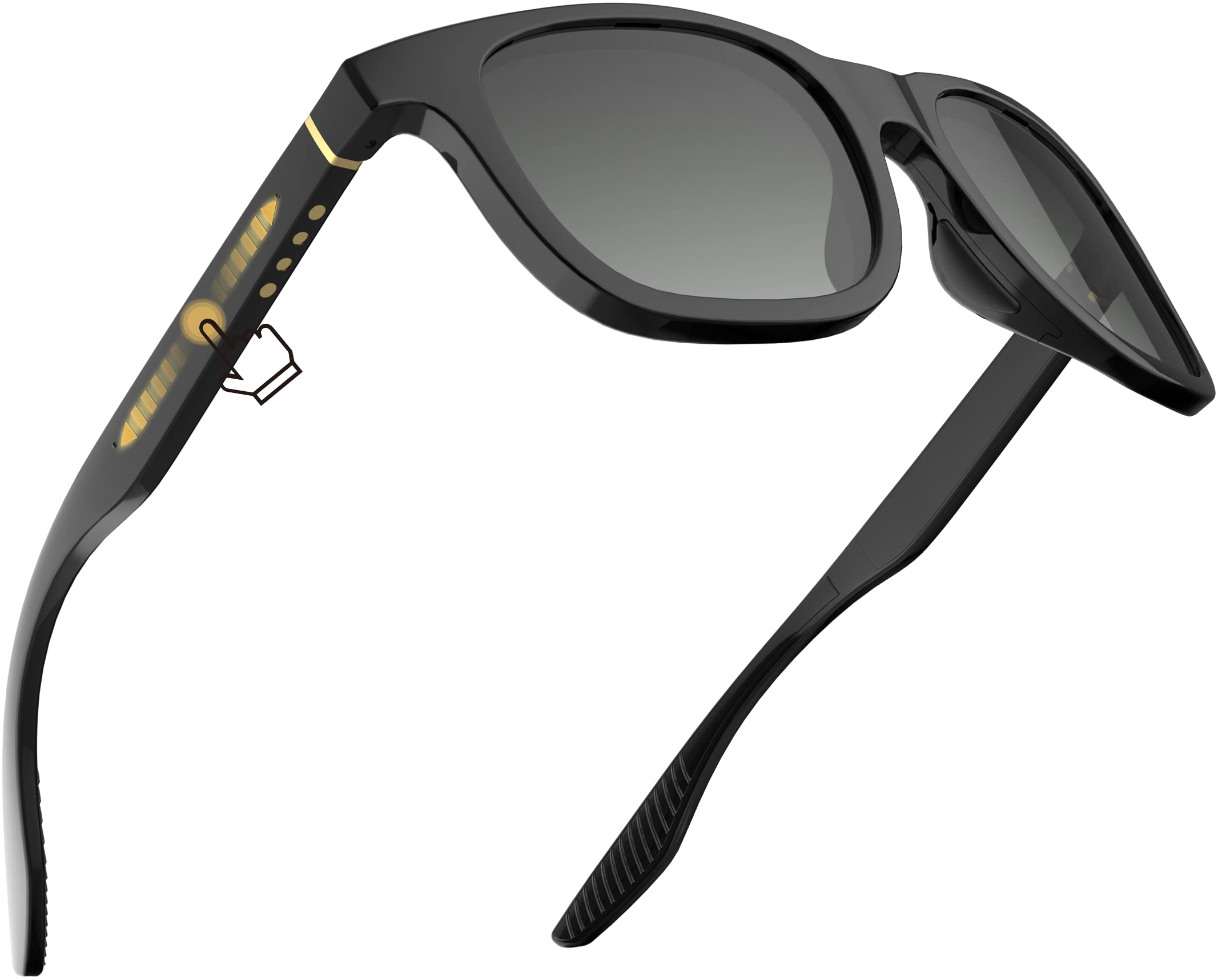 Wicue VR-3039 Occhiali da sole E-Touch, lenti elettroniche fotocromatiche istantanee e polarizzate, protezione UV, design classico, unisex, regolazione luminosità tramite comando touch, nero