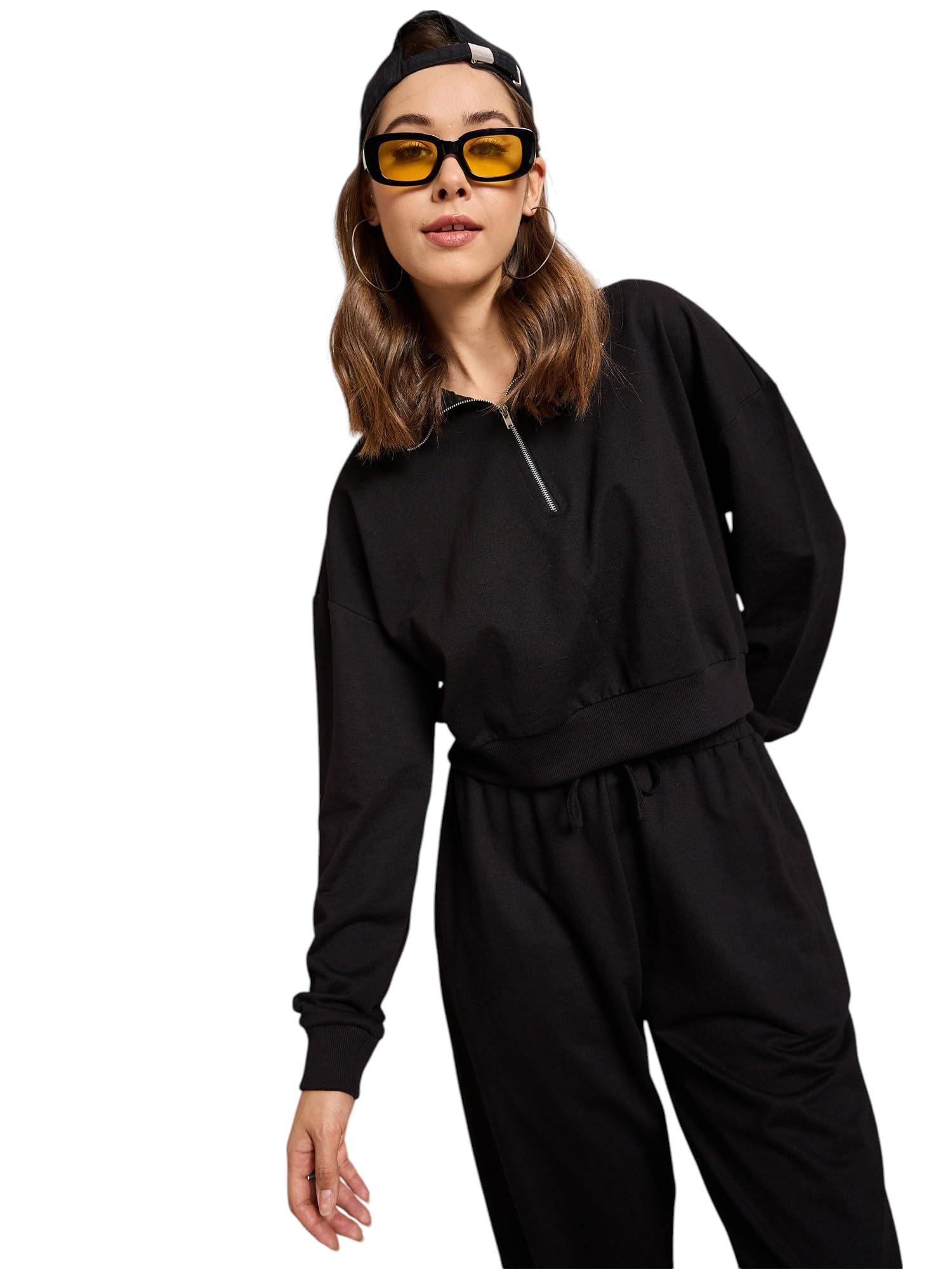 sassafras Black Terry Oversized Zipper Sweatshirt-picture-19