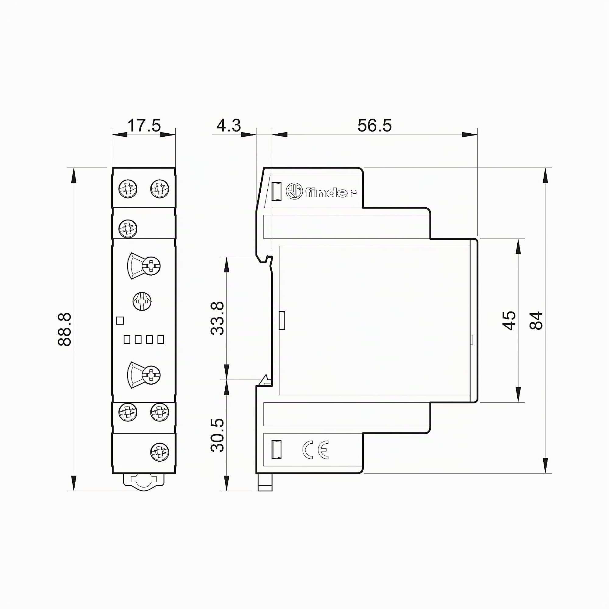 Finder 800102400000PAS Multifunktions-Zeitrelais, Multispannungseingang, RT I, 16 A 12-240 VAC/DC, 0,1 s - 24 h