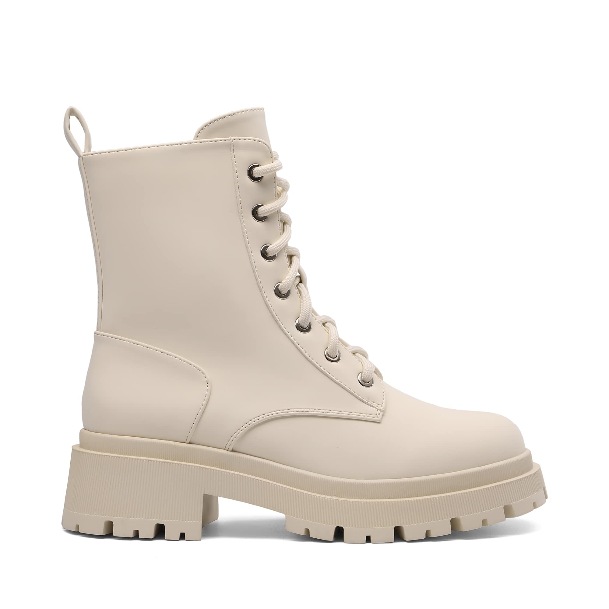 DREAM PAIRS Stivali Anfibi Donna Cerniera con Lacci Silhouette Comoda Chiusura Lampo Fodera Calda Suola Interna