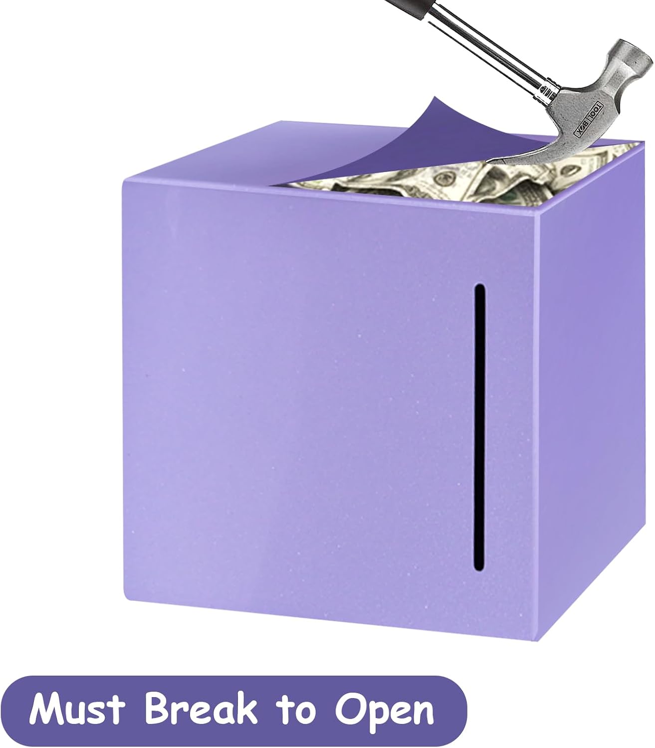 Stainless Steel Piggy Bank for Adults, Indestructible Savings Box for Cash, Must-Break-to-Open Metal Secure Money Banks for Kids, Unbreakable Coin Bank for Money Saving Plan (Purple, 7.48inch) image 3