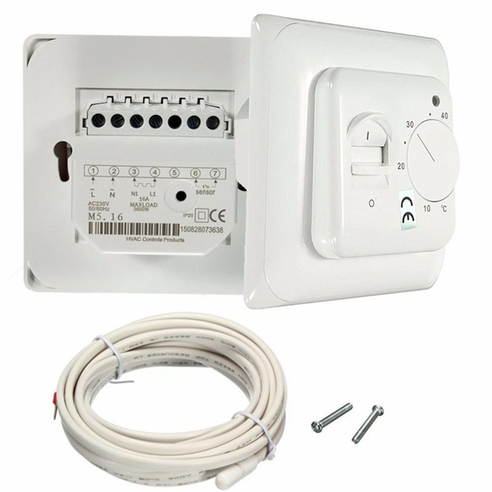Termostat pokojowy Premium do ogrzewania podłogowego, klimatyzacji, przełącznik regulacji temperatury 16 A 230 V biały