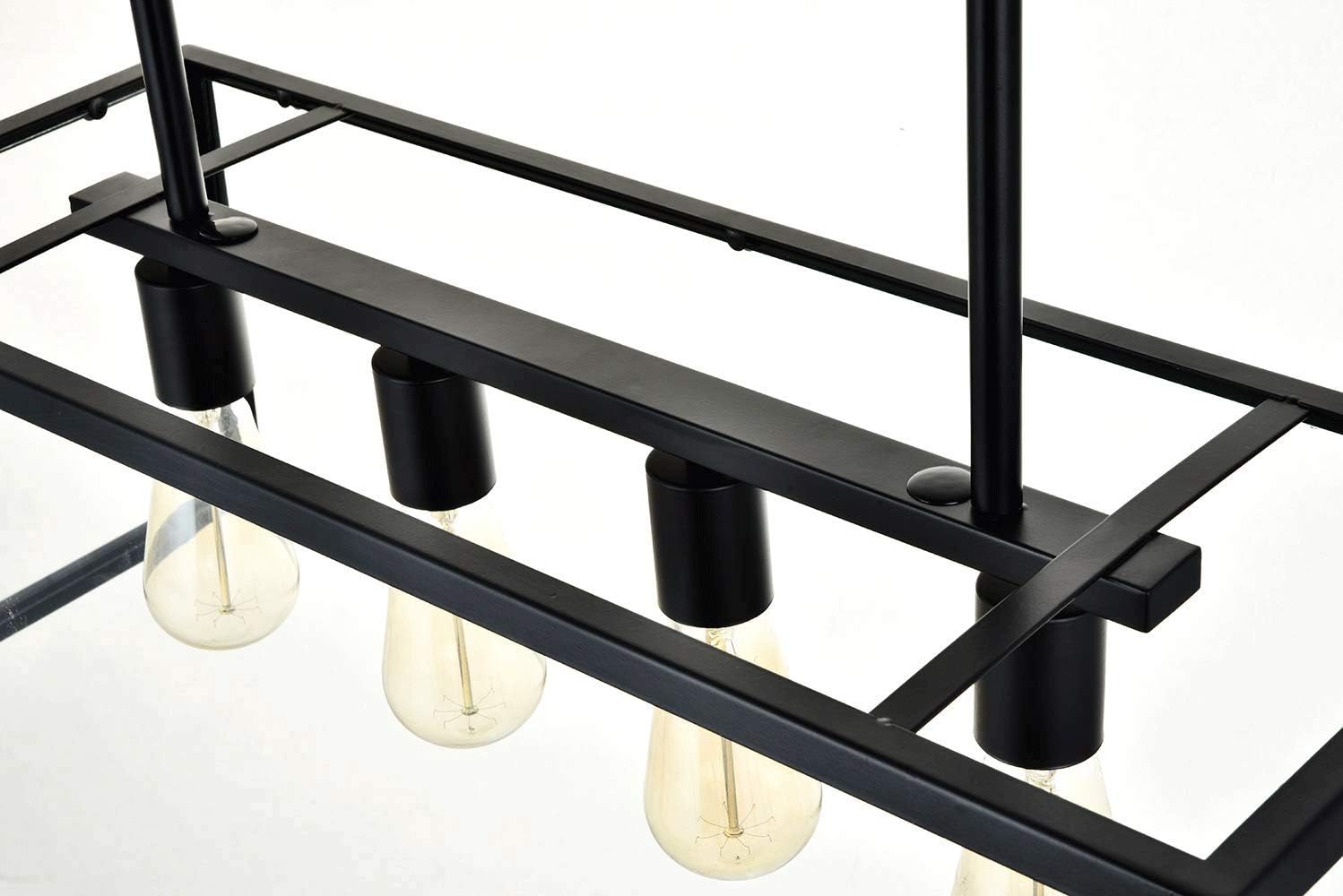 Black Farmhouse Kitchen Island Lighting Modern Linear Chandelier Industrial Dining Room Rectangular Light Fixtures for Living Room Foyer Bar Coffee Shop Hot Pot Store Clothing Store Lights