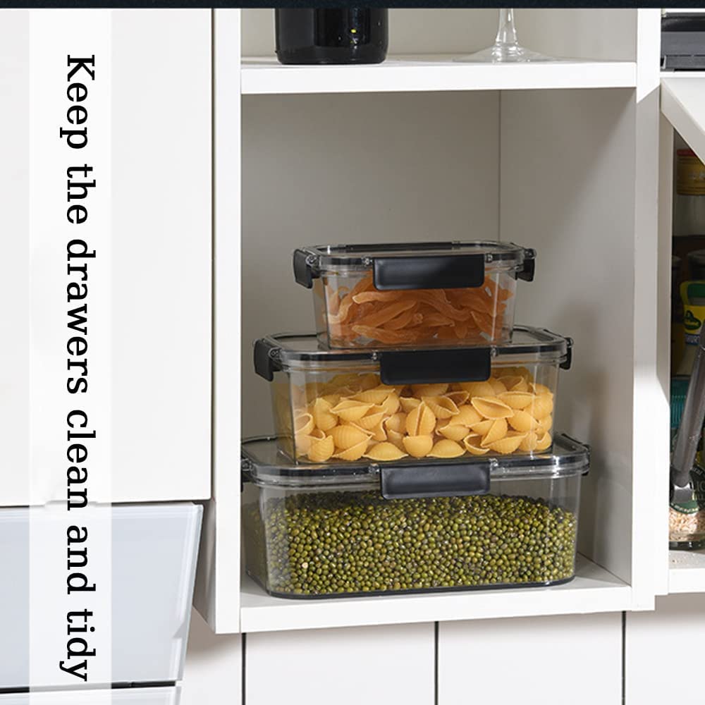 Plastikowe kanistry, 3-pakowe pojemniki do przechowywania żywności z pokrywkami, plastikowe pojemniki na żywność z pokrywkami, plastikowe pojemniki z pokrywkami Bez BPA, resztki pojemników na żywność,