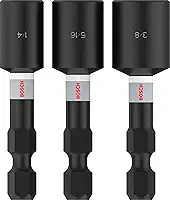 Bosch Jogo de 3 Soquetes PRO HEX Impact de 1/4", 5/16", 3/8"