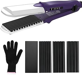 janelove Hair Crimper,Ceramic Crimper for Hair,Volumizing Crimping Iron for Texture,for Thin Fine Hair,Root Volume,4 in 1 Hair Straightener and Hair Crimper for Women Gift