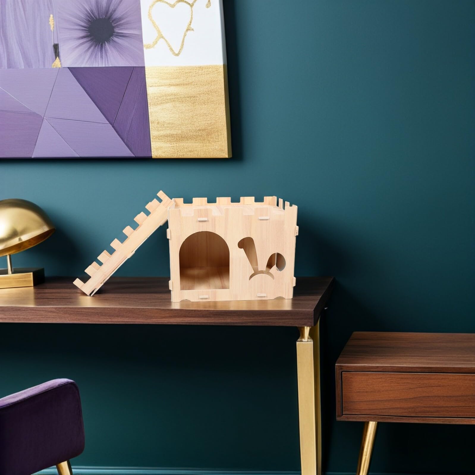 SHINEOFI Casetta Legno per Conigli Rifugio per Piccoli Animali Habitat Naturale per Criceti e Roditori Casetta in Legno per Porcellini Furetti