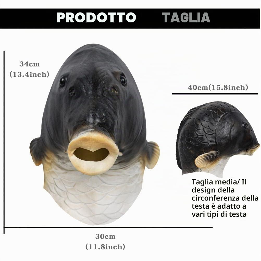 Maschera raccapricciante per uomini e donne Halloween feste in lattice maschera testa animale tropicale pesce mare maschere
