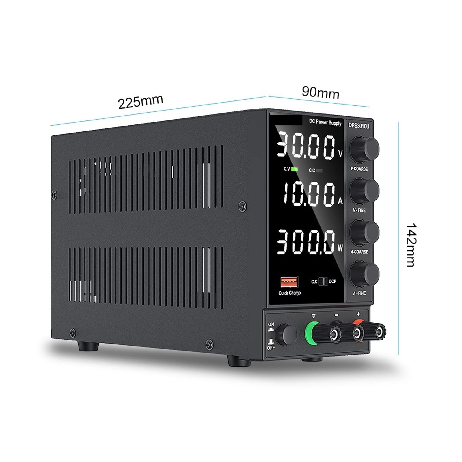 Fuente de alimentación de CC de 120V y 3A, Pantalla de 4 dígitos, Fuente de Banco de conmutación de Laboratorio LED Ajustable, reguladores de Voltaje de Carga USB(DPS3010U)