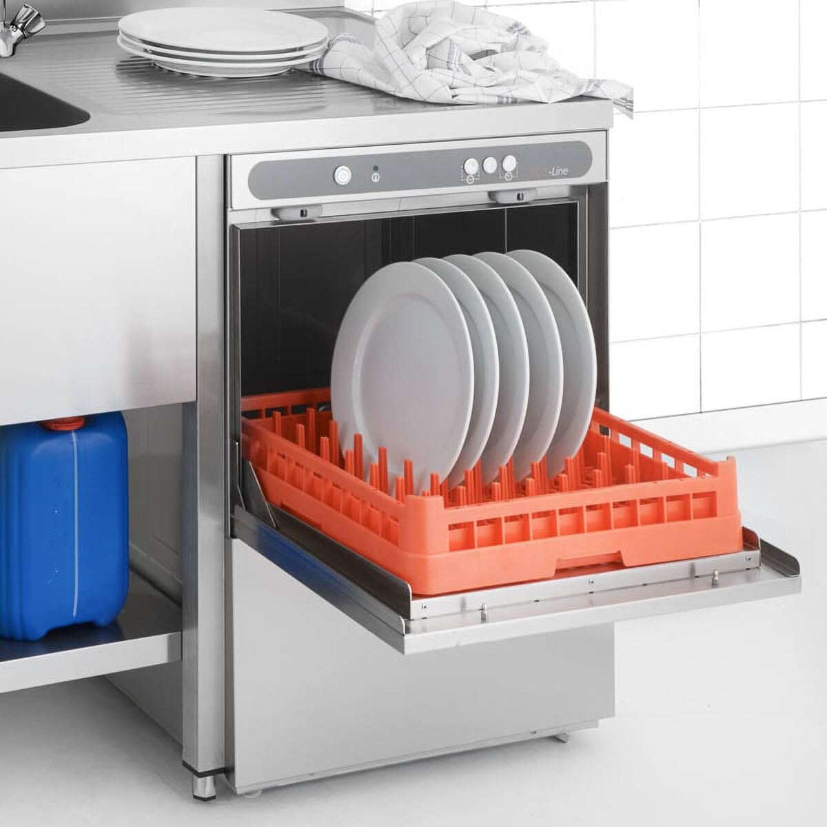 GastroHero ECOLINE-GSM54SLE Geschirrspülmaschine I 400 V Spülmaschine mit Laugenpumpe & Enthärter I Geschirrspüler für Gastronomie I Korbmaß 50 cm