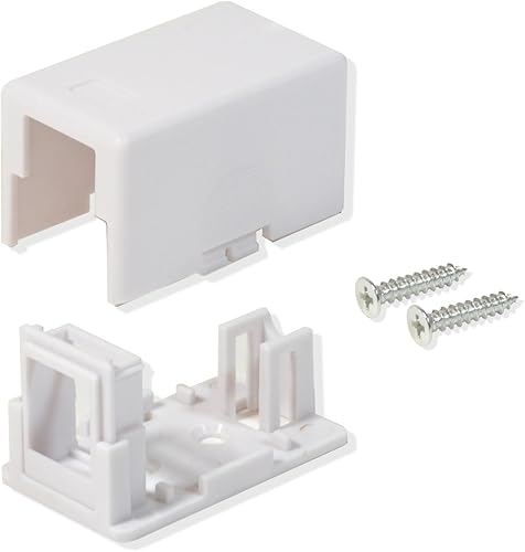 LOGICO Paquete de 10 cajas de montaje en superficie, 1 puerto, conector Keystone de un solo orificio Cat5e/Cat6, color blanco