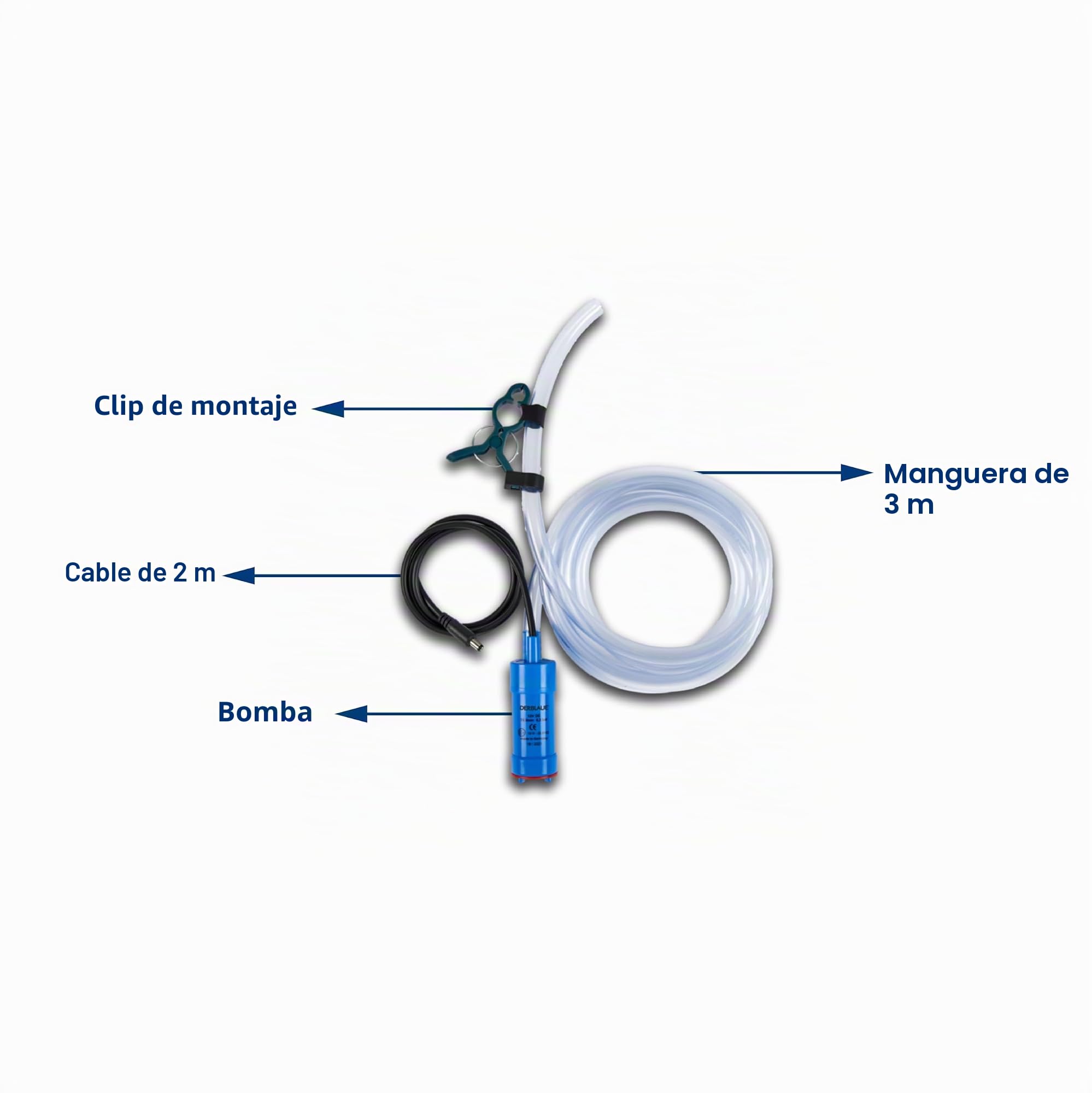 DERBLAUE® Sistema de bombas de alto rendimiento con bolsa de transporte incluida | Complemento ideal para la bandeja profesional, para bombear líquidos o vaciar tanques, miradas y aseos de manera eficiente.