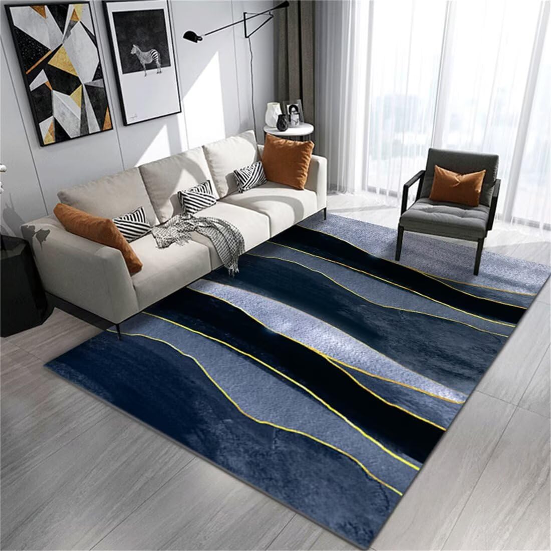 Tapis de salon bleu chic pour décorer une entrée ou la chambre de bébé