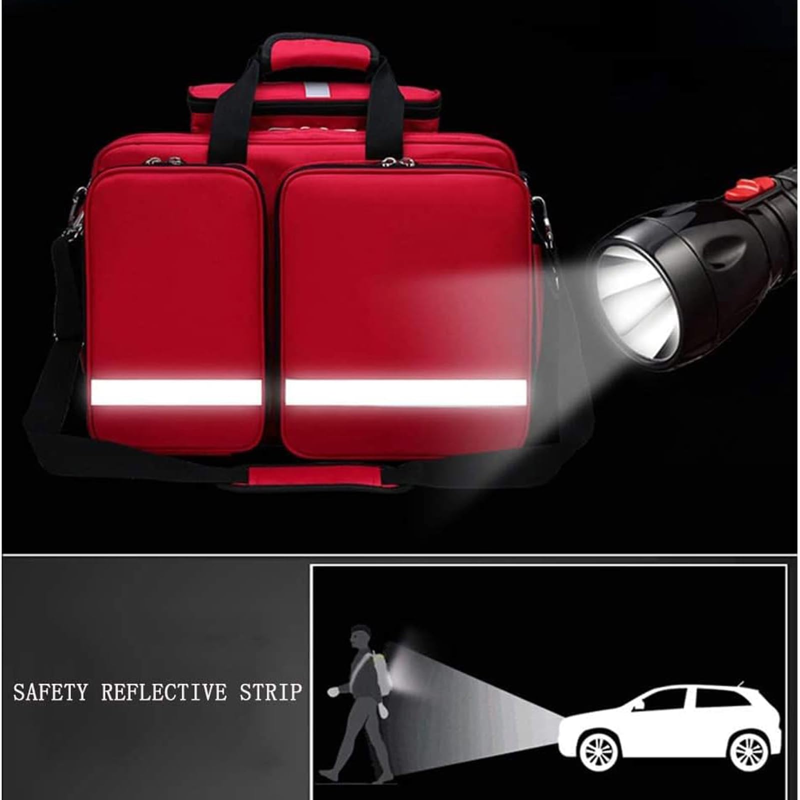 Bolsa para Botiquín De Primeros Auxilios Profesional con Compartimentos Etiquetados, Bolsa Médica De Almacenamiento Portátil, Kit De Rescate De Emergencia Impermeable