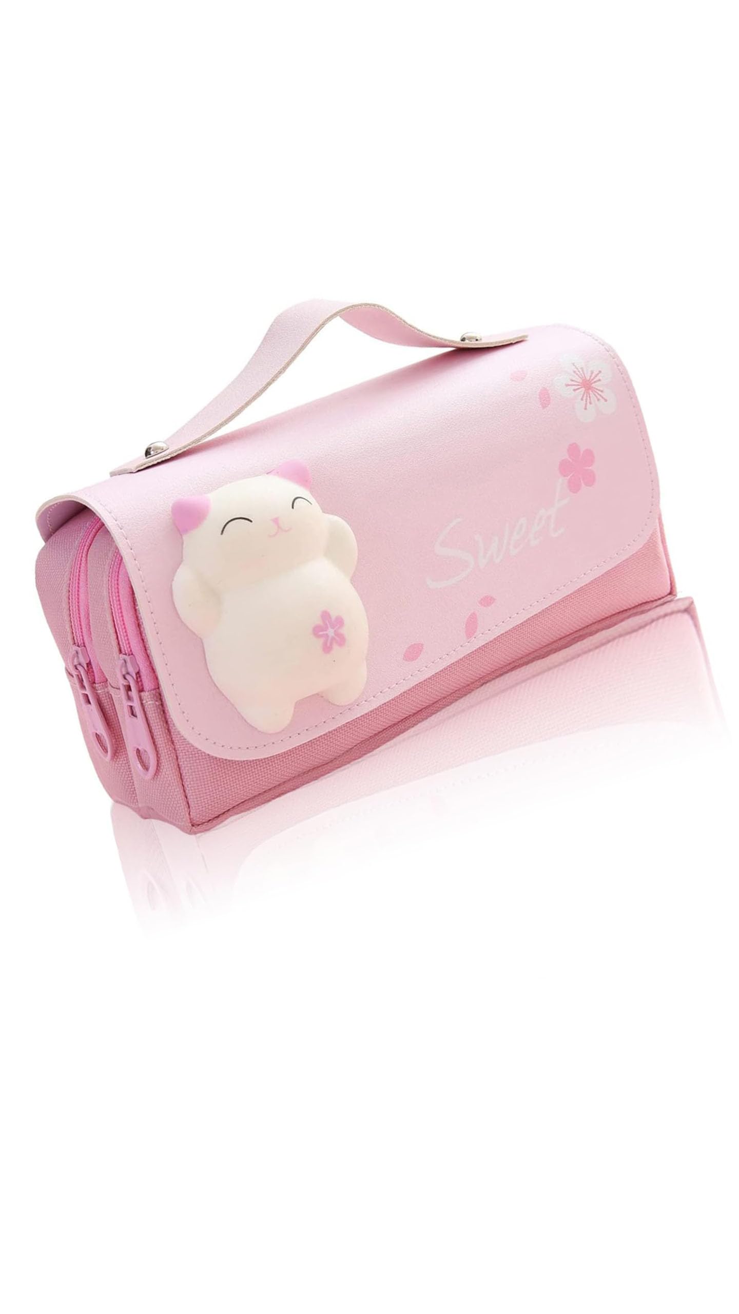 – Sweet seven Large Capacity Pink Pencil Case - Multi-Compartment Organizer for Students, Kids, Teens, and Adults - Ideal for Stationery, Pens, Makeup, and More