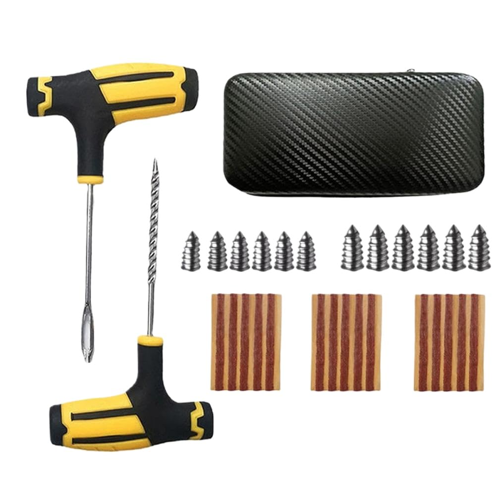 Ahkyhtgaz Type A Car Tire Repair Kit Puncture Plug Tools Tyre Puncture Repair Kit Compatible With Universal Tires Strips Stirring Glue(Type A)