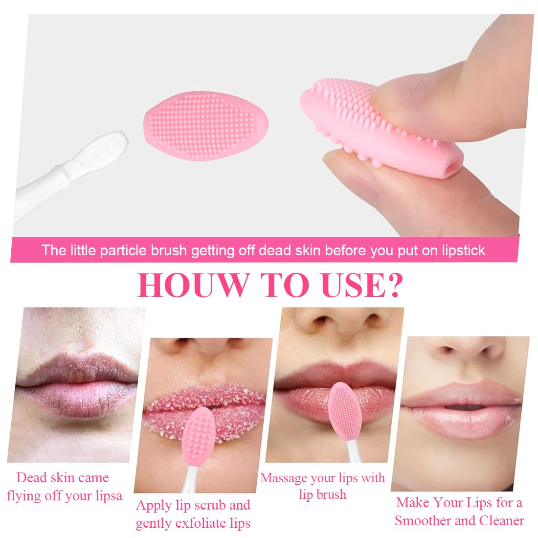 8 pcs pinceau à lèvres, Brosse exfoliante pour les lèvres, outil d'exfoliation en silicone double face, mini-pinceau nettoyant pour les lèvres pour hommes et femmes, aspect plus lisse