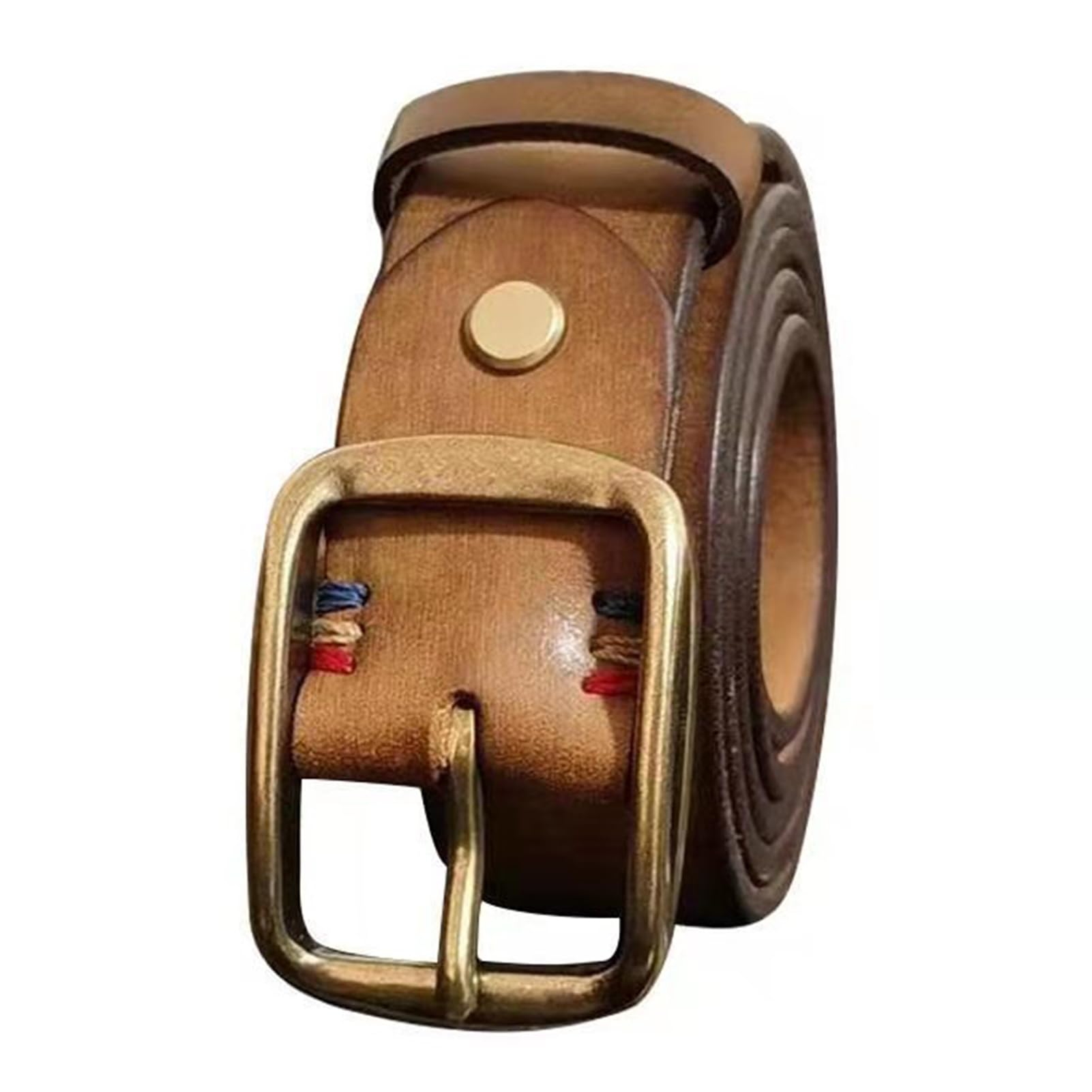 Cintura Unisex In Pelle - Country Casual Everyday, Larghezza 1 1/2", Fibbia In Ottone Anticato, Cinturino Retrò Fatto A Mano