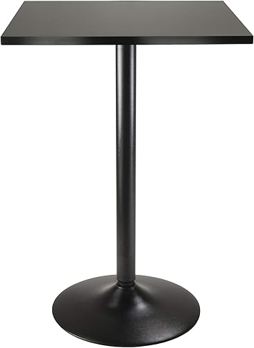 Winsome - mesa alta obsidiana cuadrada color negro con tablero MDF con pata y base negra Winsome - mesa alta obsidiana cuadrada color negro con tablero MDF con pata y base negra