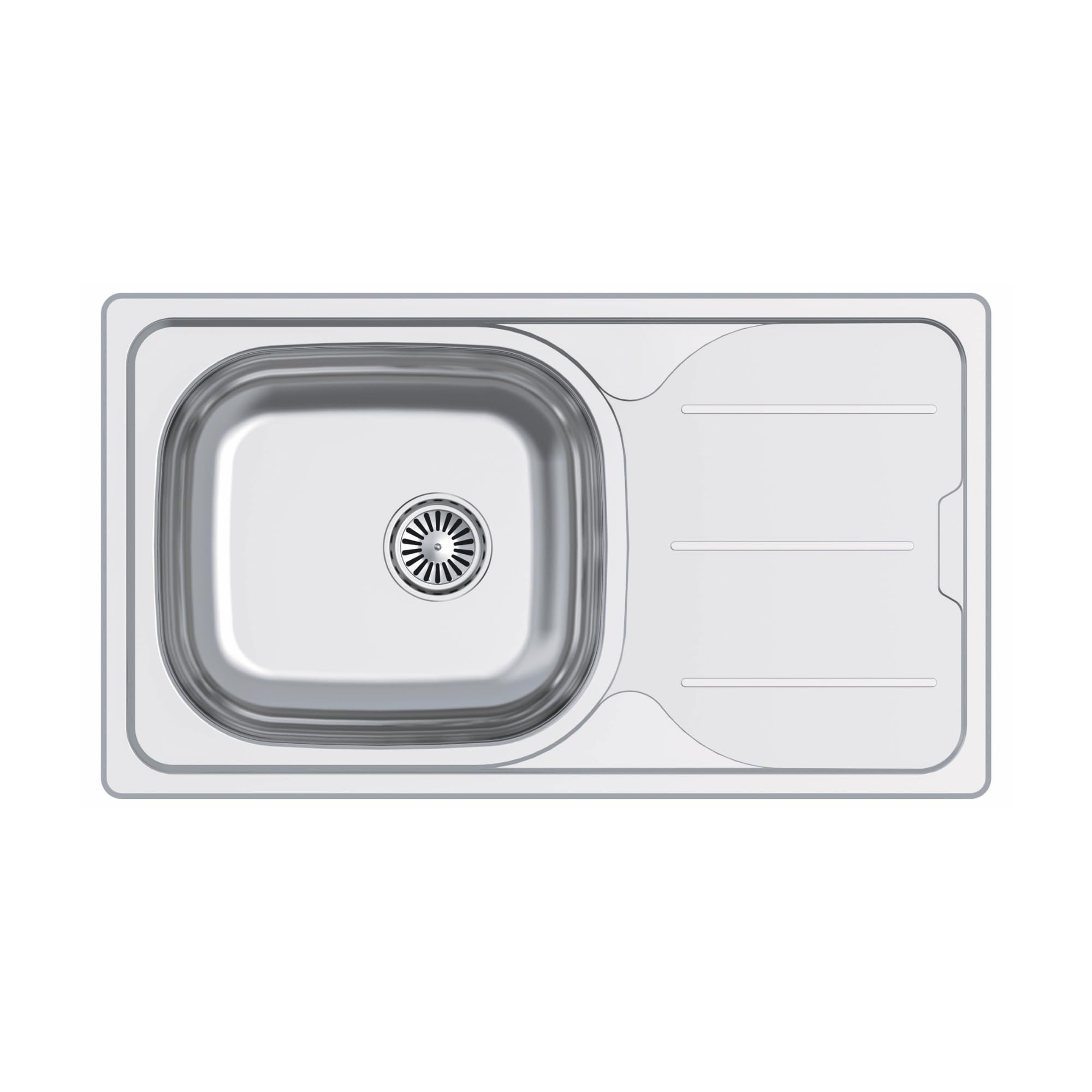 Apelson Fregadero Sobre Encimera ACE 34R, 76x43,5cm, Profundidad 15 cm, Grosor 0,5 mm, Instalación en mueble de 45cm, Accesorios incluidos, Acero Inoxidable