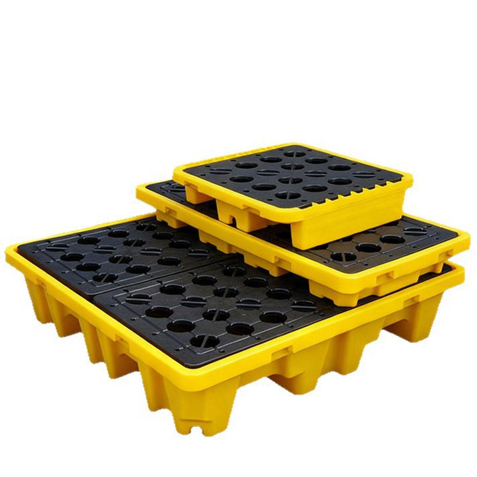 Plataforma Modular Antiderrames para Líquidos Industriales Sistema de Contención para Bidones y Tanques Base de Seguridad con Rejilla de Drenaje para Taller y Almacén 36x49.5x10.5cm