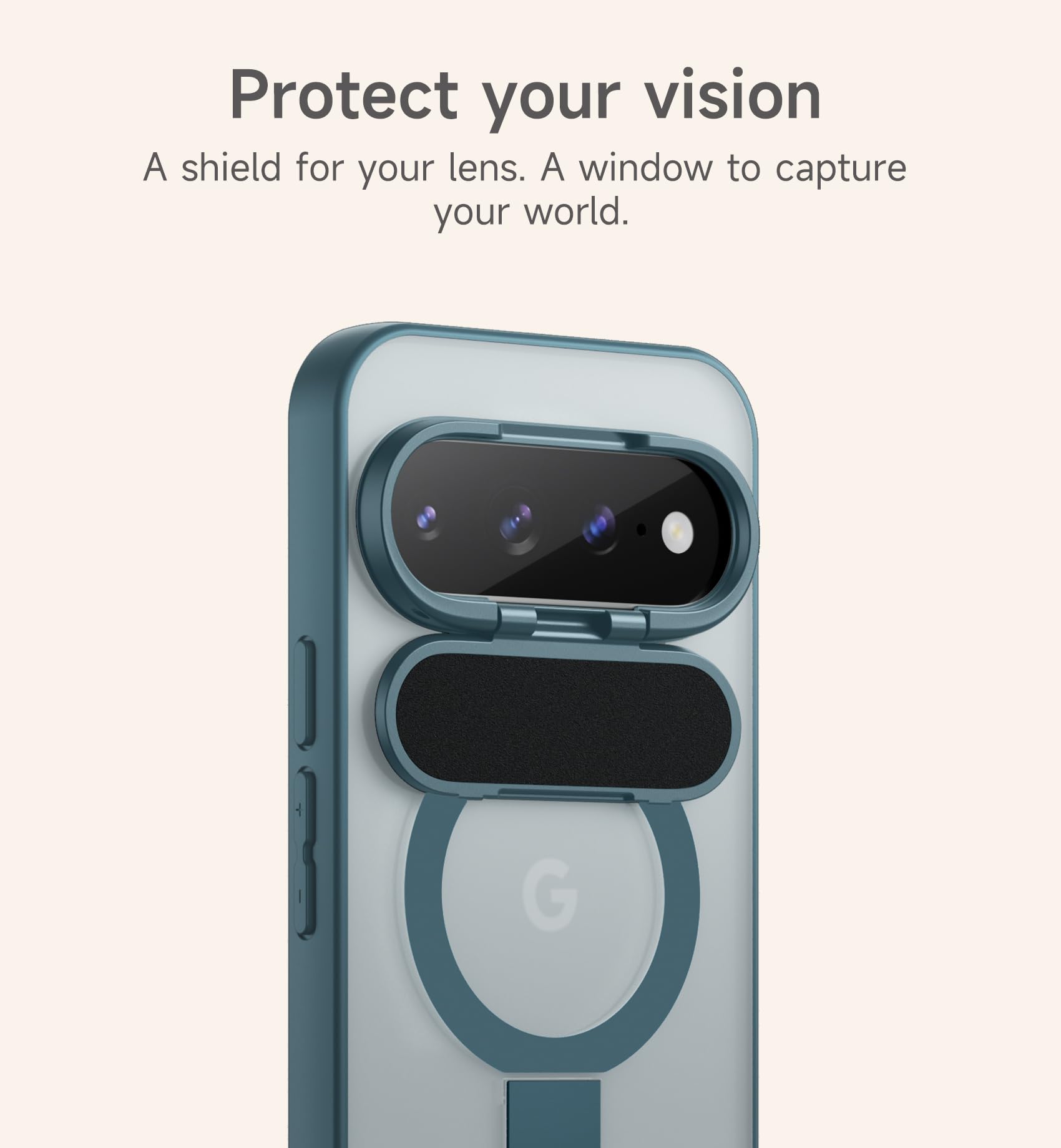 SURITCH Cover Magnetica Compatibile con Google Pixel 11 Pro XL Custodia,Traslucida Posteriore Supporto Integrato e Protezione per la Fotocamera TPU Antiurto Protettiva Case(Verde Lago Profondo)