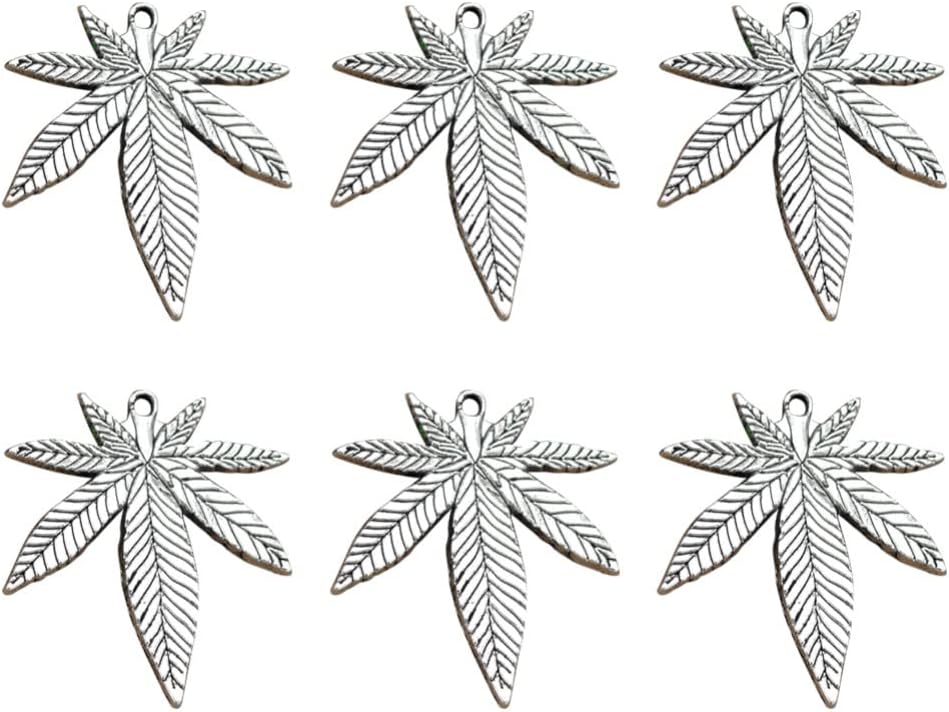 SOIMISS Charms de Hoja de Metal Colgante Ganja Weed Cannabis Charm 20Pcs Marihuana Hoja Colgante para Joyería Pendiente Pulsera Collar Haciendo Plata